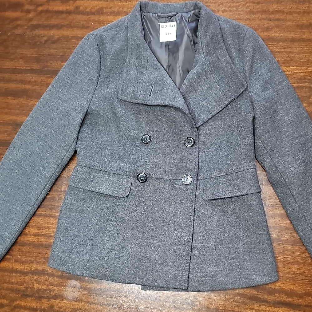Old Navy Charcoal Double-Breasted Blazer